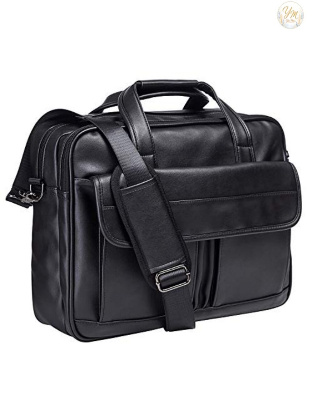 Men's Leather Laptop Briefcase Waterproof PU Messenger Bag Large 17.3 Inch